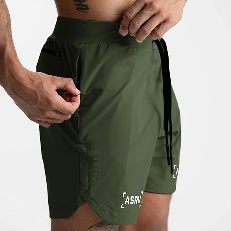 Gym Men's Quick-drying Training Shorts Men Sports Casual Clothing Fitness Workout Running Grid Compression Athletics Shorts [MEN]