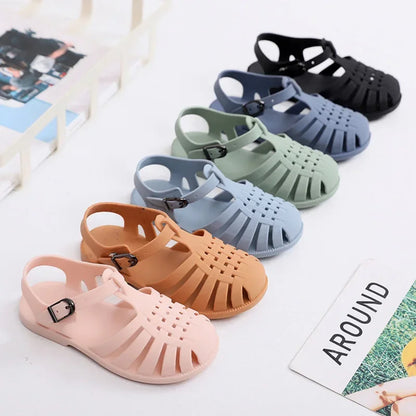 Summer Children Sandals Baby Girls Toddler Soft Non-slip Princess Shoes Kids Candy Jelly Beach Shoes Boys Casual Roman Slippers [SHO]