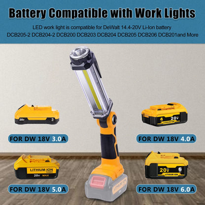 2000LM Cordless LED Work Light Portable Outdoor Flashlight Camping Lanterns for Dewalt 20V Li-ion Battery (No Battery) [BAT]