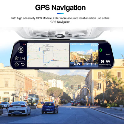 E-ACE 4G Car Dvr 10 Inch Mirror Dash Cam Android 8.1 GPS Navigation Car Camera Auto Recorder ADAS Support 1080P Rear Camera [CAR]