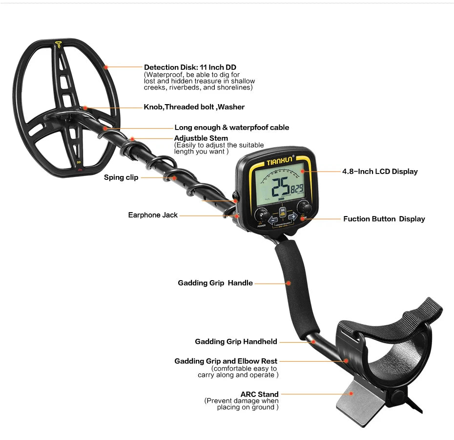 TX850 TX850L Metal Detector Underground Seeker Depth Scanner Search Finder Treasure Gold Nugget Hunter Detecting Pin Pointer [MTL]