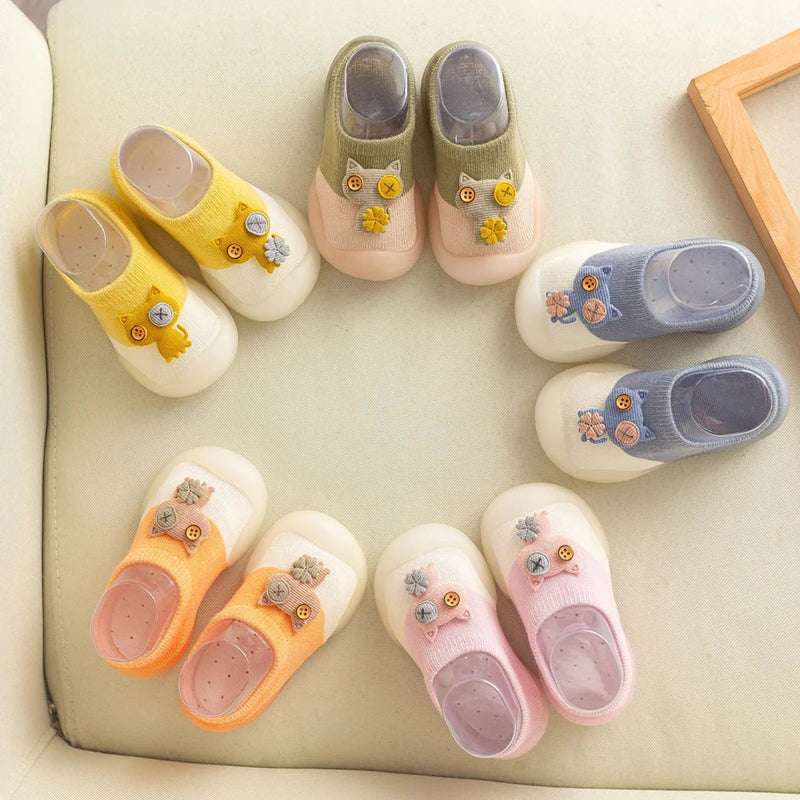 baby socks shoes for spring autumn cute cat style cotton floor shoes soft botton anti-slip first walkers 0-3 years [SOX]