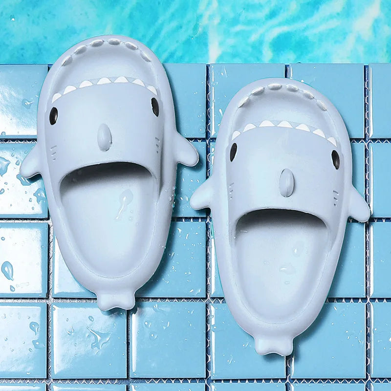 Summer Shark Slippers Lightweight Women Shark Slides Men Bathroom Flip Flops Home Anti-skid Flat Shoes Couple Children's Sandals [SHO]