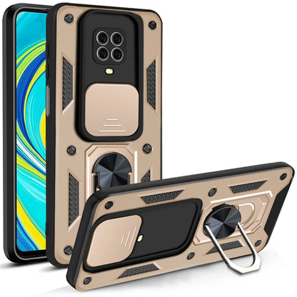 Slide Camera Lens Protective Case for Xiaomi Redmi Note 9 Pro 9T 9S Note9 Car Holder Magnetic Armor Shockproof Bumper Case Cover [CAR]