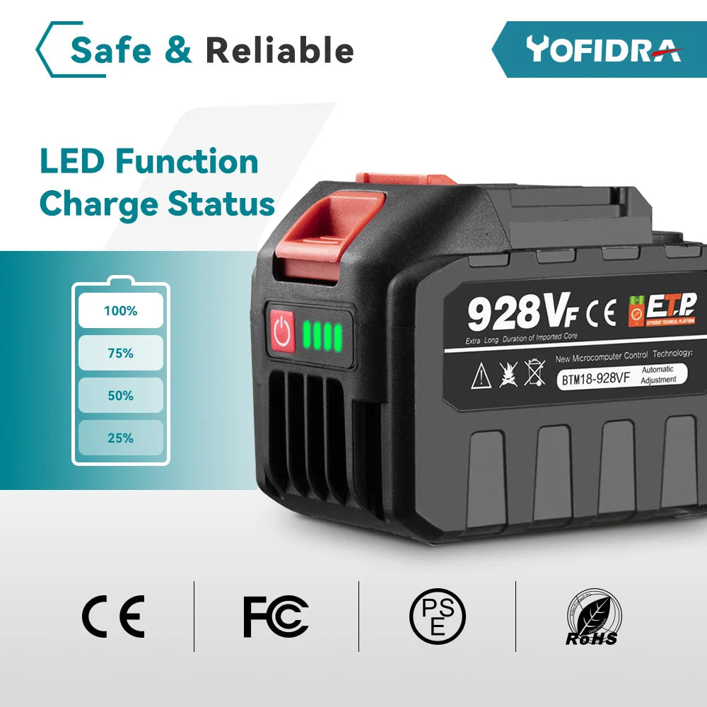 Yofidra 388VF Battery Rechargeable 22500mah 15000mah Lithium Ion Battery 928VF Li-ion Battery For Makita Electric Power Tool [BAT]