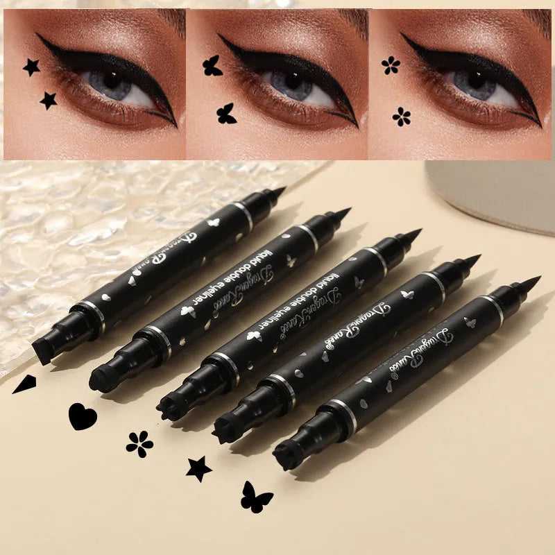 2 IN 1 Butterfly Seal Eyeliner Pen Star Moon Stamp Long-Lasting Waterproof Black Liquid Eye Liner Pencil Eyes Makeup Cosmetic [CSM]