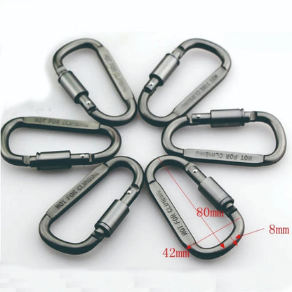 Tactical D Keychain Shape Hook Buckle Clip Climbing Army Carabiner Hanging fit Outdoor Silver camping survival edc [SPT]