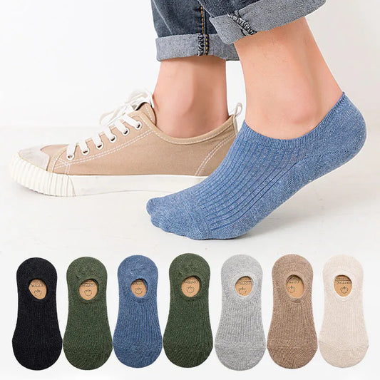 5Pair / Lot Men's Socks Non-slip Silicone Invisible Cotton Sock Breathable Mesh Comfortable Summer Thin Sports Men Sock Elastic [SOX]