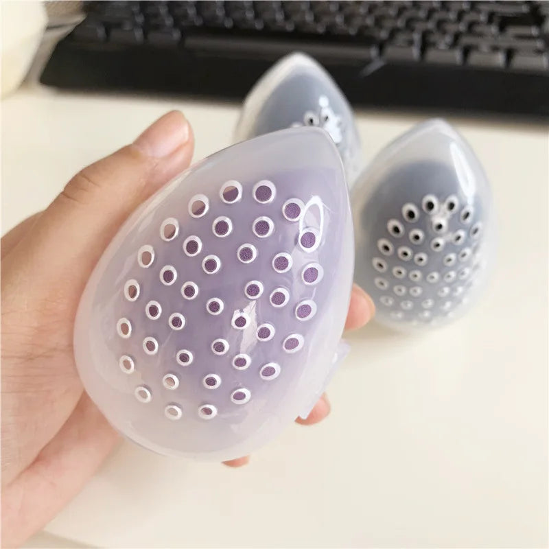 Empty Makeup Sponge Storage Box Plastic Egg Shaped Cosmetic Puff Organizer Rack Portable Makeup Blender Holder Stand Drying Box [CSM]