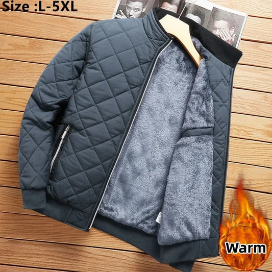 Thick Warm Bomber Jacket Coats Autumn Winter Fleece Lined Casual Jacket for Men Slim Fit Winter Clothing Parkas 5XL [MEN]