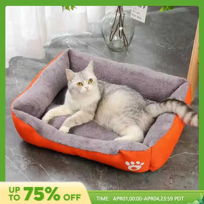 Large Pet Cat and Dog Bed Warm Comfortable Dog House Soft PP Cotton Nest Dog Basket Mat Universal Waterproof Cat Bed [PET]