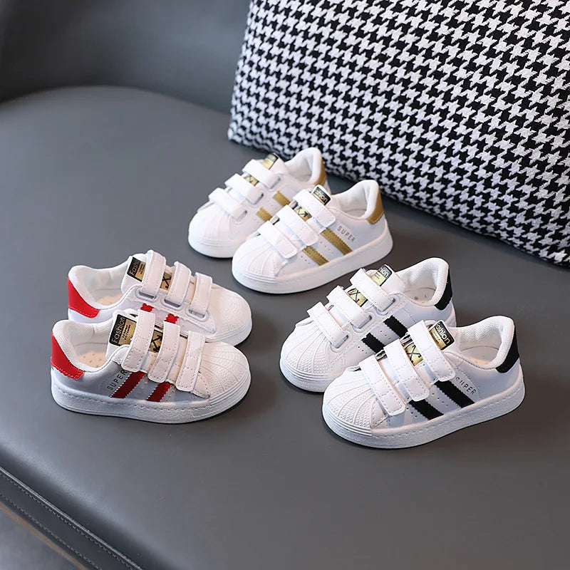 Children's Sneakers Kids Fashion Design White Non-slip Casual Shoes Boys Girls Hook Breathable Sneakers Toddler Outdoor Shoes [SHO]