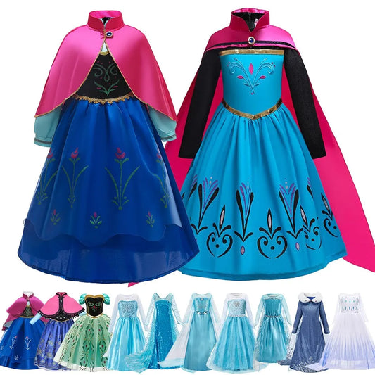 Girl Anna Elsa Dress Kids Halloween Cosplay Costume Children Princess Dresses Carnival Birthday Elegant Party Clothes 3-10 Years [COS]