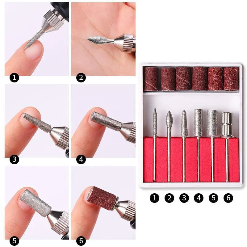 Portable Electric Nail Drill Machine Manicure Milling Cutter Set Nail Files Drill Bits Gel Polish Remover Tools [BEU]