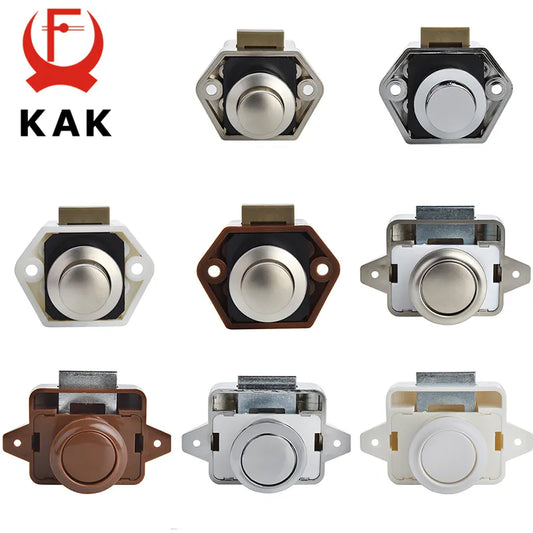 KAK 10pcs Camper Car Push Lock RV Caravan Boat Motor Home Cabinet Drawer Latch Button Locks Furniture Door Lock Hardware [CAM]