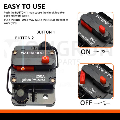 30A to 300A Circuit Breaker with Manual Reset for Car Audio System Waterproof Marine Circuit Breaker Reset Fuse 12V- 48V DC