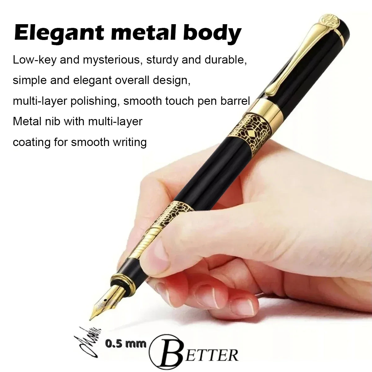 Retro Metal Fountain Pen F Nib With Ink High Quality For Business Writing Gift Office School Supplies for Students Stationery [STA]