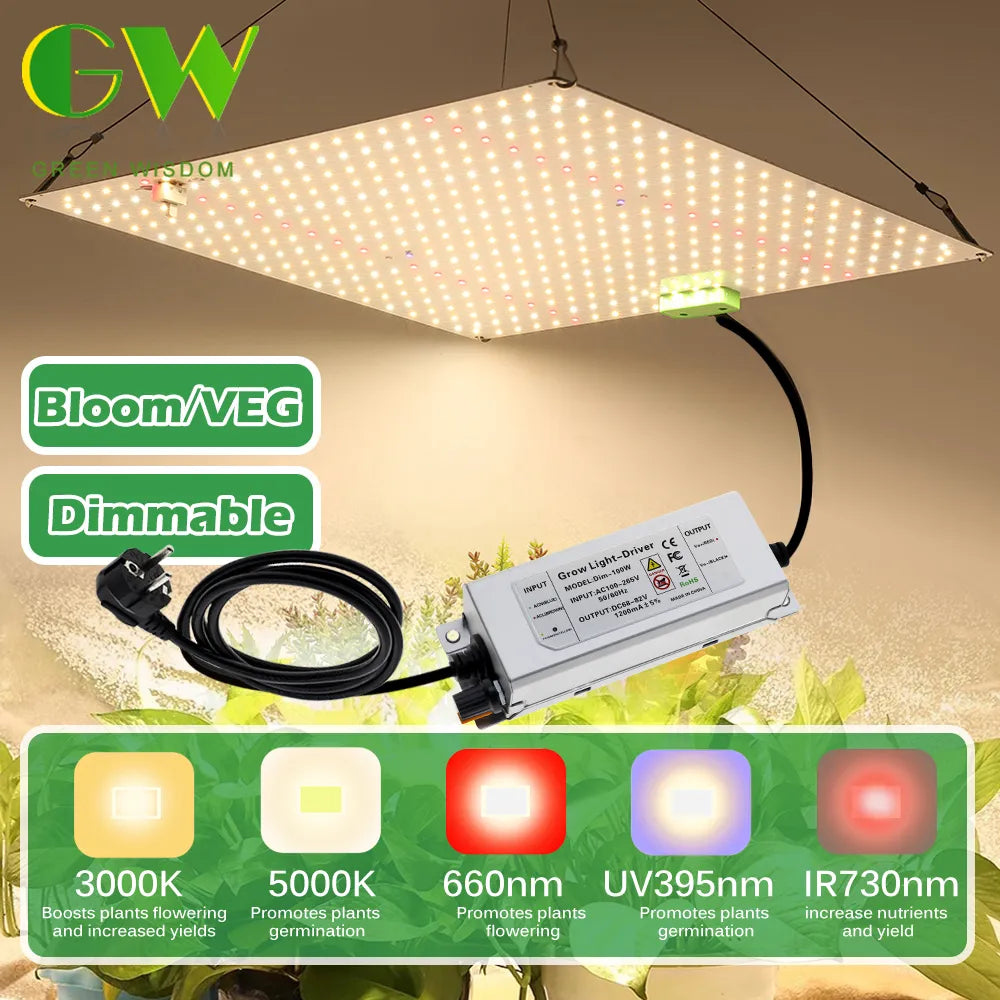 LED Grow Light LM281B 1500W High PPFD Full Spectrum Phyto Lamp for for plants tent Greenhouse hydroponics growing system [GAR]