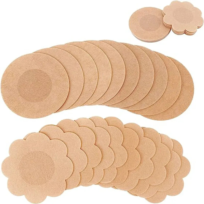 100Pcs Nipple Sticker Disposable Invisible Chest Sticker Non-woven Bra Breast Patch Bra-less Pasties Pad Nipple Cover Stickers [BRA]