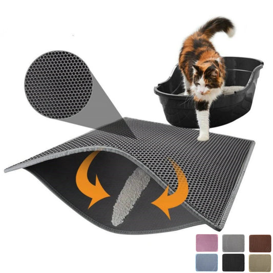 Pet Cat Litter Mat Waterproof EVA Double Layer Cat Litter Trapping Pet Litter Box Mat Clean Pad Products For Cats Accessories [PET]