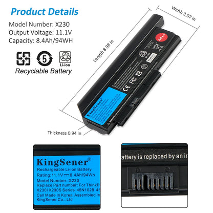 KingSener New Laptop Battery for Lenovo Thinkpad X230 X230I X230S 45N1029 45N1028 45N1022 45N1021 45N1024 44++ [BAT]