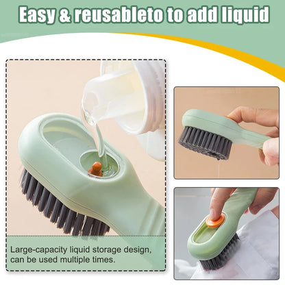 1/2pcs Shoes Brush Automatic Liquid Discharge Multifunction Press Out Shoes Cleaner Soft Bristles Clothes Brushes Cleaning Tool [SHO]