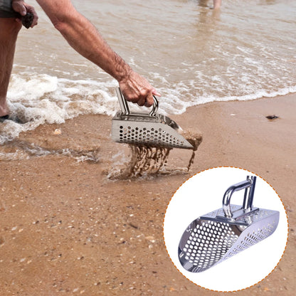 Stainless Sand Scoop for Metal Detecting Heavy Stainless Steel Metal Detector Shovel with Hexahedron Leak Hole for Beach Hunting [MTL]