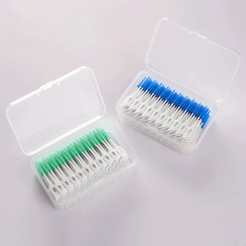 Interdental Silicone Brushes 200 Units Dental Toothpicks Brush Between Teeth   With Thread Oral Cleaning Tools [DEN]