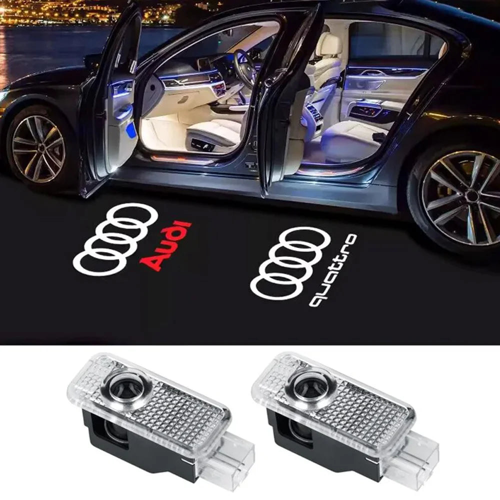 2pcs Car Door Welcome Lights for Audi A1 A3 8P 8V A4 A5 A6 A7 A8 Q3 Q5 Q7 Q8 Sline TT Logo Projector Ghost Shadow Lamp [BDK]