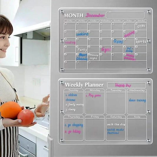 Fridge Magnet Sticker Clear Acrylic Calendar Weekly Planner Magnetic Schedule Reusable Board Fridge Message Menu Gadgets [MAG]