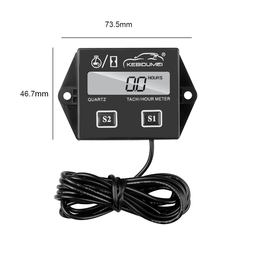 LCD Digital Tach Hour Meter Tachometer for Outboard Motor Lawn Mower Motocross motorcycle marine chainsaw pit bike [MRN]