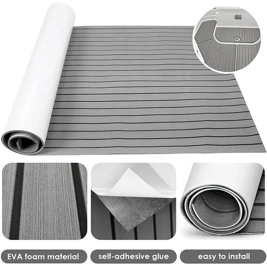 EVA Foam Faux Teak Boat Deck Mat Marine Flooring Self-Adhesive Marine Boat Decking Sheet 2400x600/900x6mm Yacht Accessories [MRN]