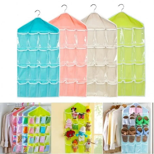 Hot 16Pockets WardrobePockets Clear Hanging Bag Socks Bra Underwear Stationery Rack Hanger Storage Saving Space Tidy Organizer [BRA]