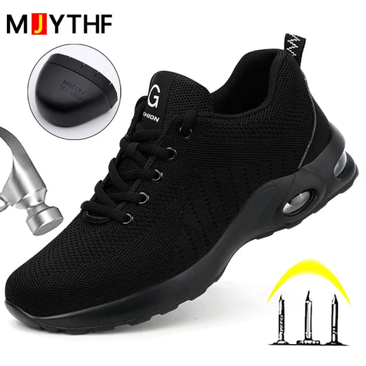 Summer Air Cushion Work Safety Shoes For Men Women Breathable Work Sneakers Steel Toe Shoes Anti-puncture Safety Protective Shoe [SHO]