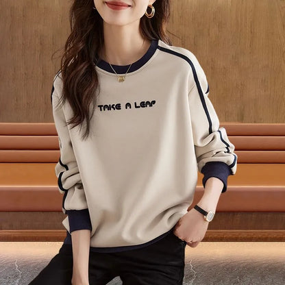 Cotton Casual Letter Top Women's Spring and Autumn New Style Contrasting Color Patchwork Commuting Casual All-match Hoodies [MEN]