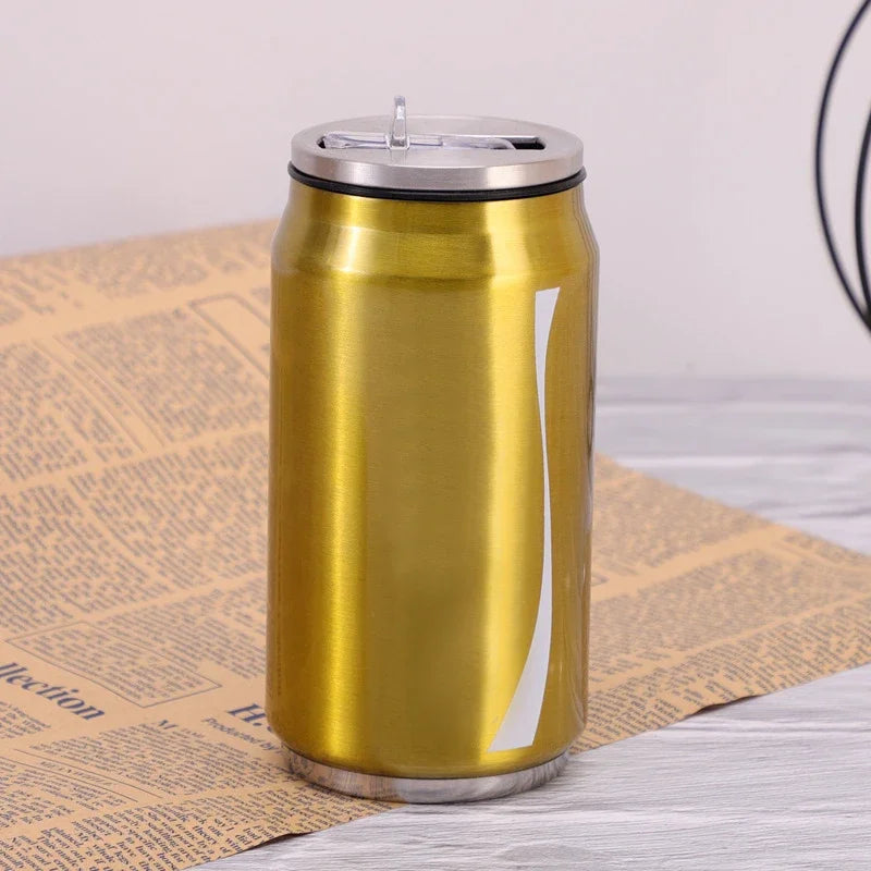 Stainless Steel Vacuum Insulated Tumbler,Creative Can Beverage Bottle, Coke Thermos Cup With Logo，Straw Drinking Water Cup,350ml [MUG]