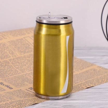 Stainless Steel Vacuum Insulated Tumbler,Creative Can Beverage Bottle, Coke Thermos Cup With Logo，Straw Drinking Water Cup,350ml [MUG]