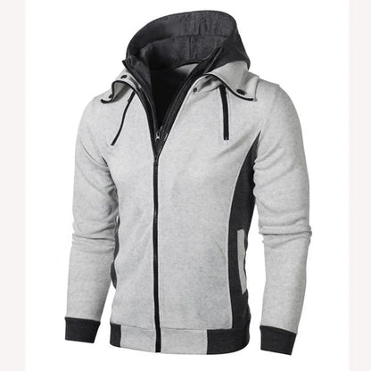 Zipper Men Jacket Autumn Winter Casual Fleece Coats Bomber Jacket Scarf Collar Fashion Hooded Male Outwear Slim Fit Hoody  [MEN]