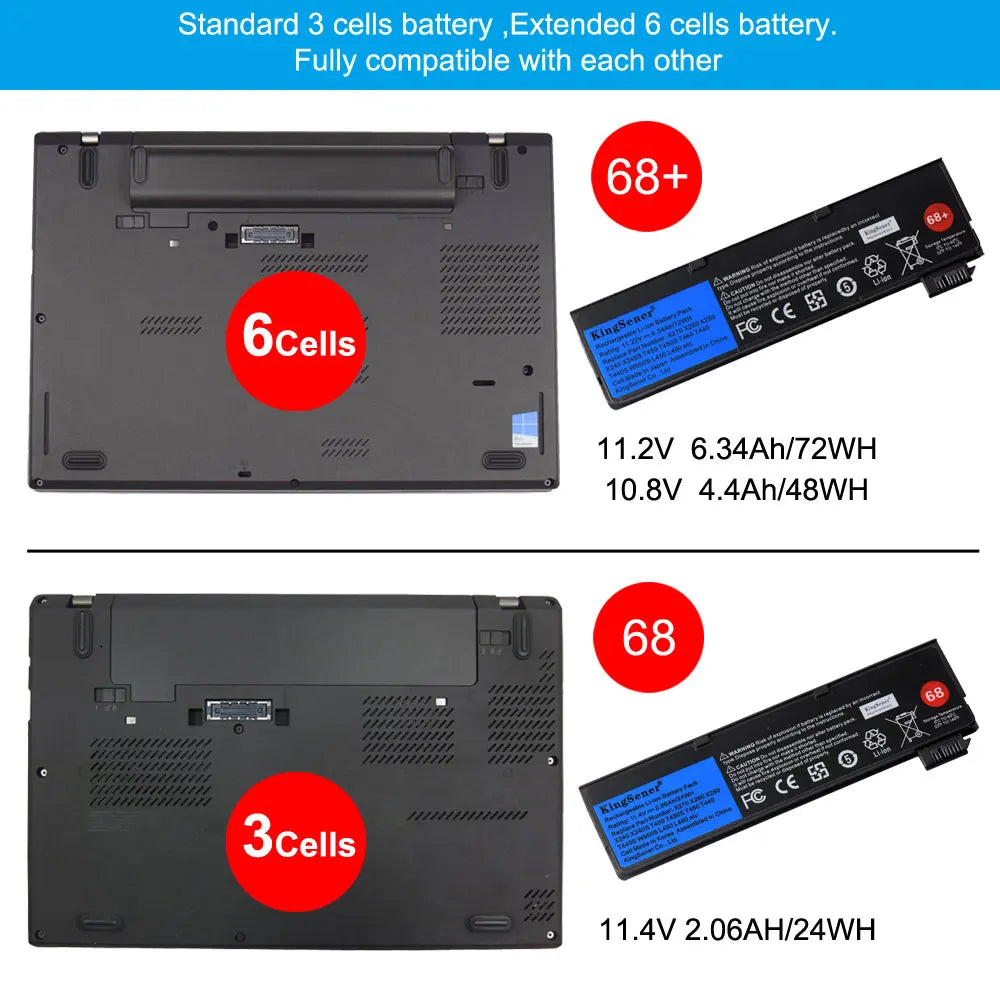 KingSener Laptop Battery for Lenovo Thinkpad X270 X260 X240 X240S X250 T450 T470P T440S K2450 W550S 45N1136 45N1738 68+ [COM]