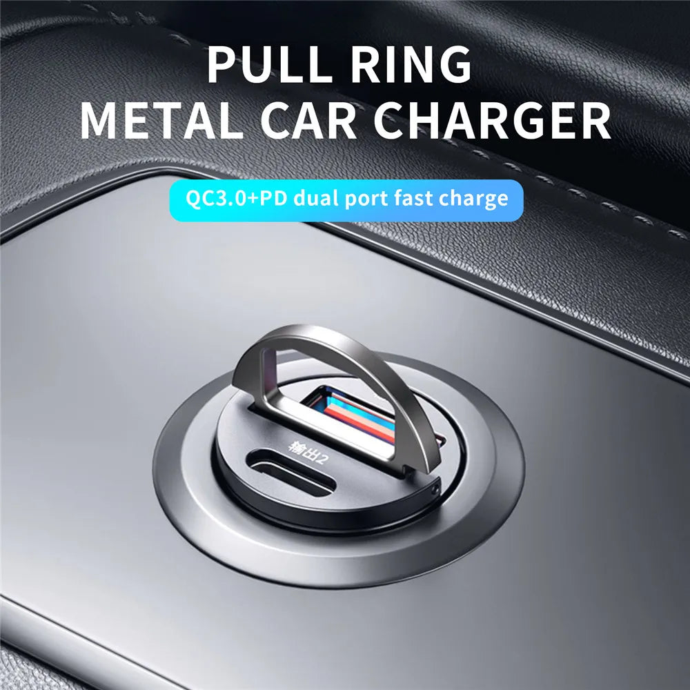 100W/200W QC3.0 PD Mini Car Charger 12-24V Lighter Fast Charging Car USB Type C Charger for Xiaomi Samsung Huawei iPhone Power [CAR]