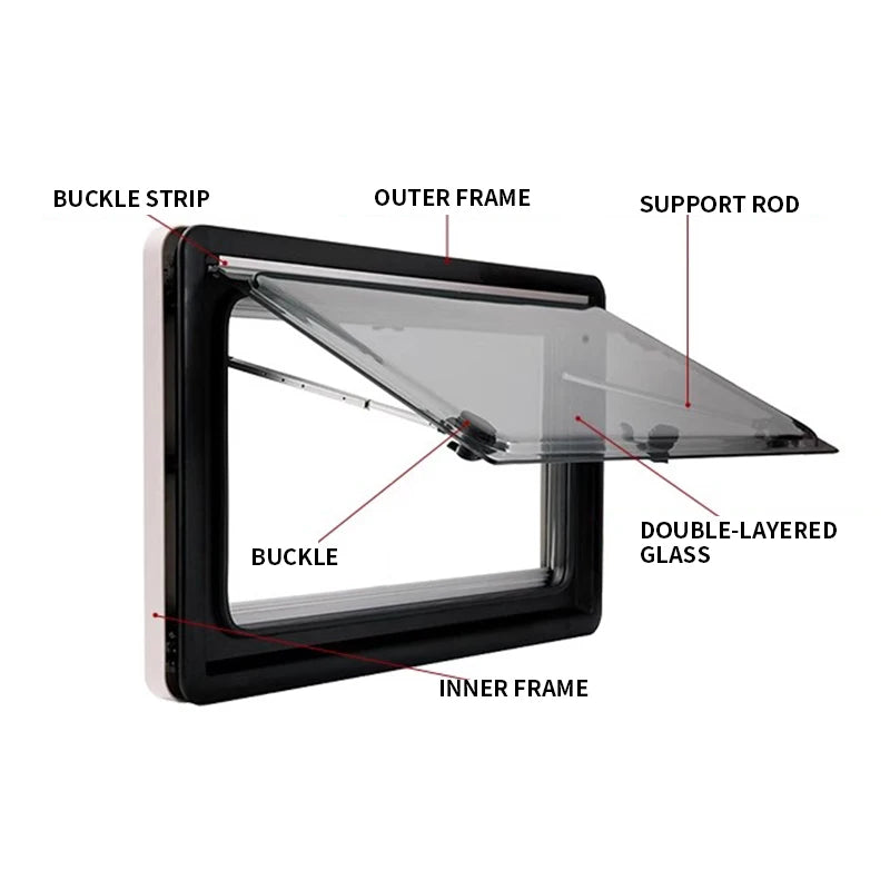 RV modified windows, RV trailers, RV window modification accessories, double-layer acrylic glass with insect-proof net [CAM]