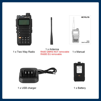 Retevis RA685 Walkie Talkie Ham Two-way Radio Stations Long Range Walkie-talkies Profesional UHF VHF USB Type C Charger 5W CHIRP [TEL]