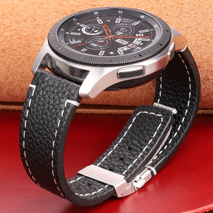 Soft Genuine Leather Smart Watch Band 18 20 22 24mm Women Men Cowhide Strap Brown Black Quick Release Watchband Bracelet [SWH]