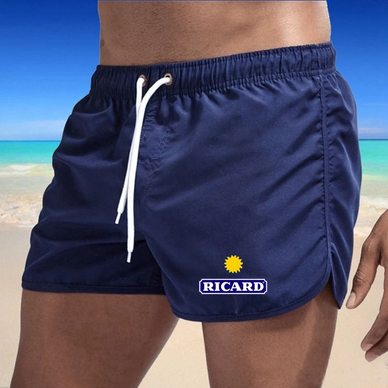 Summer Ricard men's printed shorts, breathable lace Sportswear, beach quick drying, gym and fitness casual fashion [MEN]