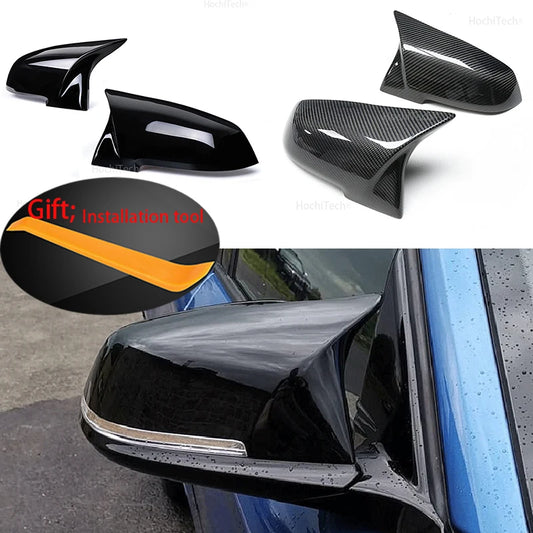 2 pieces Rearview Mirror Cover Cap Carbon Black for BMW Series 1 2 3 4 X M 220i 328i 420i F20 F21 F22 F23 F30 F32 F33 F36 X1 [BDK]