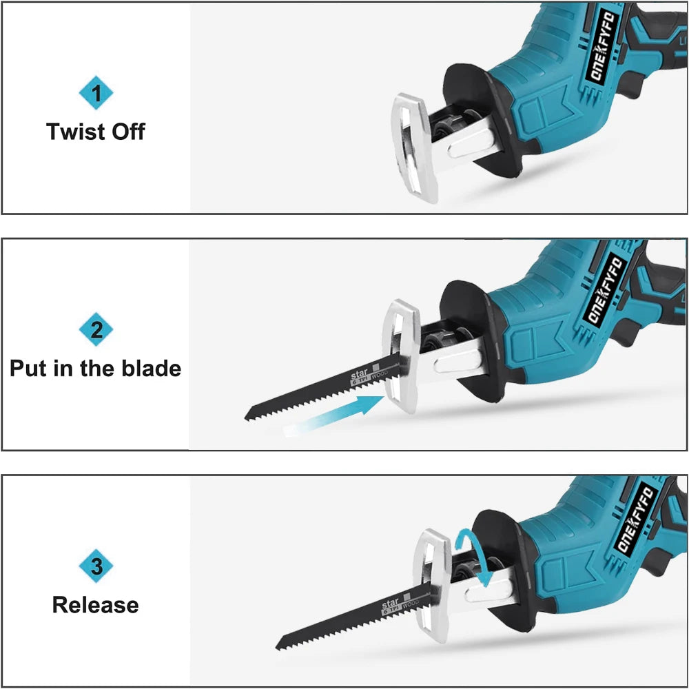 Cordless Reciprocating Saw Adjustable Speed Chainsaw Wood Metal PVC Pipe Cutting Bandsaw Power Tool for Makita 18V Battery [TOL]