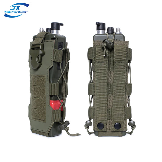 Tactical Radio Pouch Molle Water Bag Walkie Talkie Military Holder Pocket Quick Release Buckle Elasitc Shock Cord Magazine Pouch [TEL]