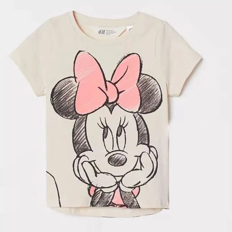 Teen Girls Minnie Printing Tees Summer Casual Loose Costume Brand Crew Neck Tops 2 3 4 5 6Kids New Fashion Cute Cartoon T-shirt [TSH]