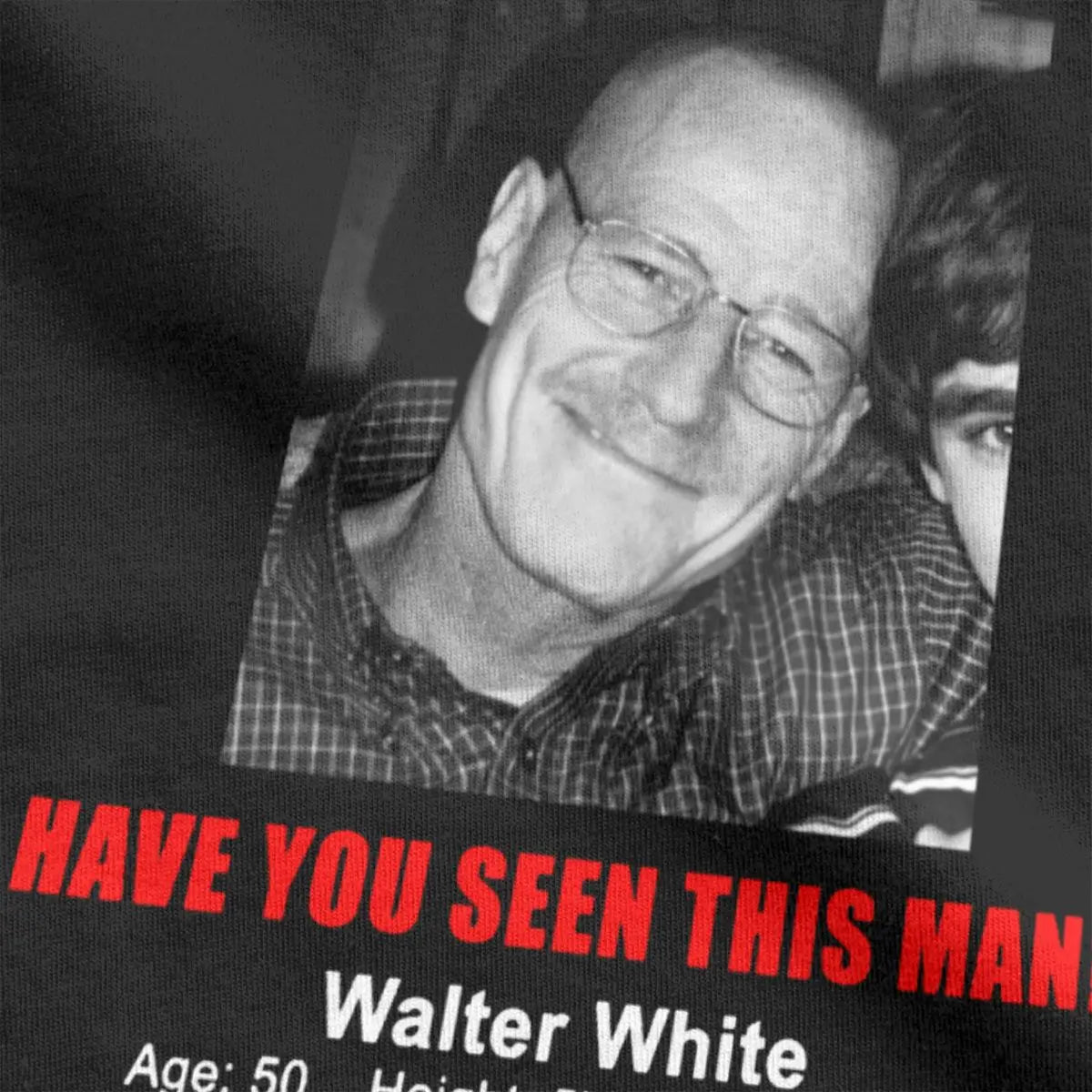 Walter White Missing Poster Breaking Bad Men's T-Shirts Novelty Tees Short Sleeve Round Collar T-Shirt Pure Cotton Party Clothes [MEN]