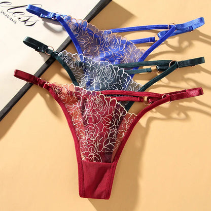 Sexy Lace Thong Women  G Strings WC Adjustable Panties Transparent Underwear Ladies Briefs Lingerie  Underwear  Lingerie [GRM] [UND]